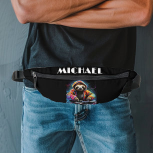 Riñoneras Perezoso de DJ Retro Neón Monograma Cool