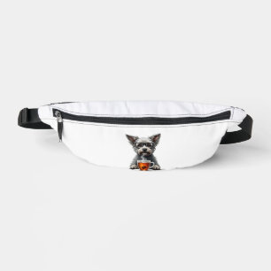 Riñoneras Perro Antiguo Sosteniendo Té con Gafas Mascota Ret