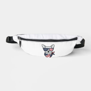 Riñoneras Perro Patriótico con Gafas de Sol de Bandera Vecto
