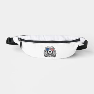 Riñoneras Perro Patriótico con Gafas de Sol de Bandera Vinta