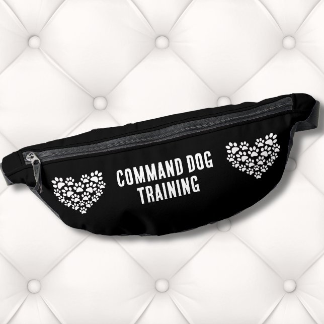 Riñoneras Perro Trainer Impresión en blanco negro (Cute Dog Trainer Black White Paw Print Heart Fanny Pack )