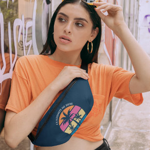 Riñoneras Personalizado Beach Vacation Cute Tropical Palm Tr