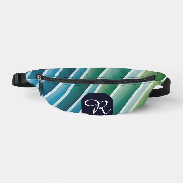 Riñoneras Personalizado Monograma Fanny Pack - Resumen Verde (Anverso)