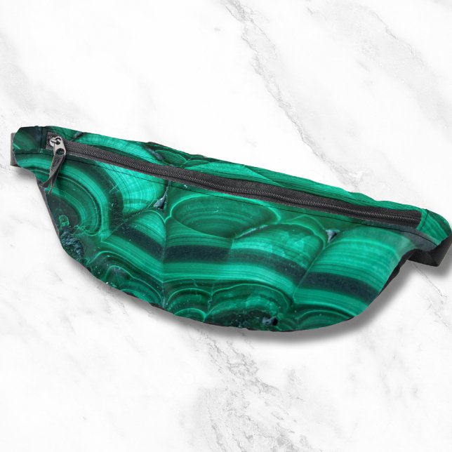 Riñoneras Piedra de cristal de malaquita verde elegante de m (Trendy Elegant Green Malachite Crystal Stone Fanny Pack)