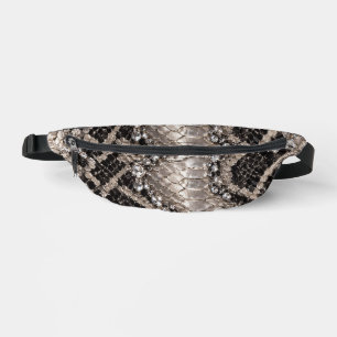 Riñoneras Piel de Serpiente Cristal de Plata de Lujo