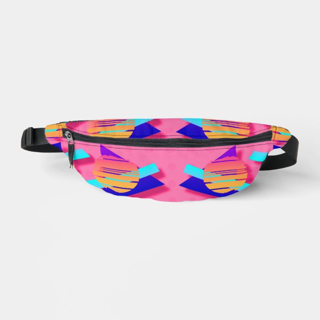 Riñoneras Pink Memphis Neon Fun Epic Triángulos (Anverso)
