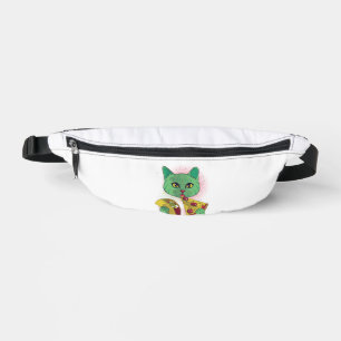 Riñoneras Pizza y taco para comer gato cósmico
