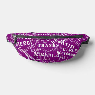 Riñoneras Purple Fanny Pack Multilingual Gracias Textos