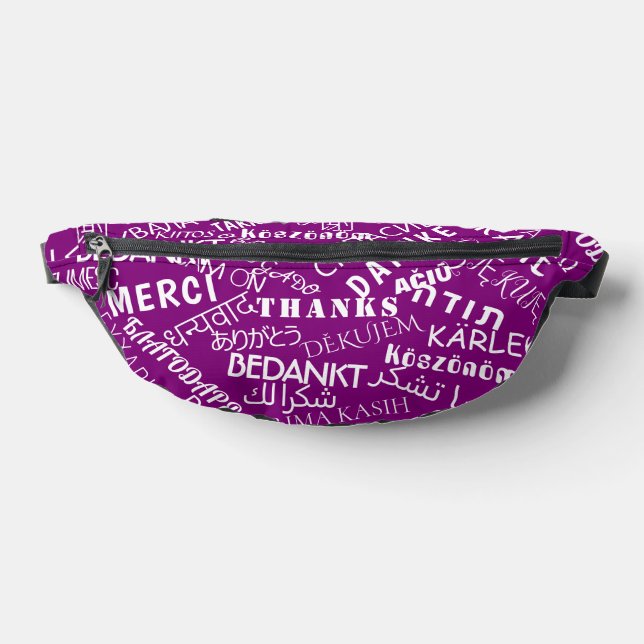 Riñoneras Purple Fanny Pack Multilingual Gracias Textos (Distribución)