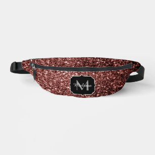 Riñoneras Purpurina de imitación rojo marrón brillante Monog