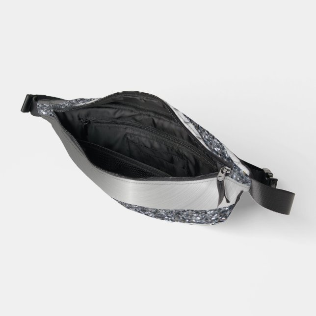 Riñoneras Purpurina plateado de corte de impresión Sew Bag (Abierto)