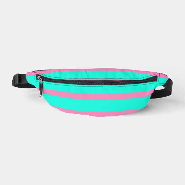 Riñoneras Rayas Pastel Turquesa Azul-Verde Y Rosa (Anverso)