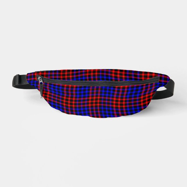 Riñoneras Red Blue Plaid Checker Seamless Pattern (Anverso)