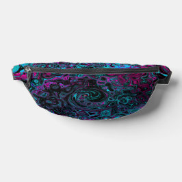 Riñoneras Retro Aqua Magenta y Black Abstract Swirl