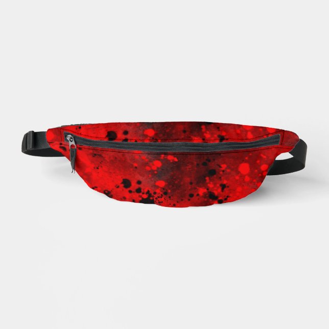 Riñoneras Retro Paint Splatt Efecto Rojo y Negro (Anverso)