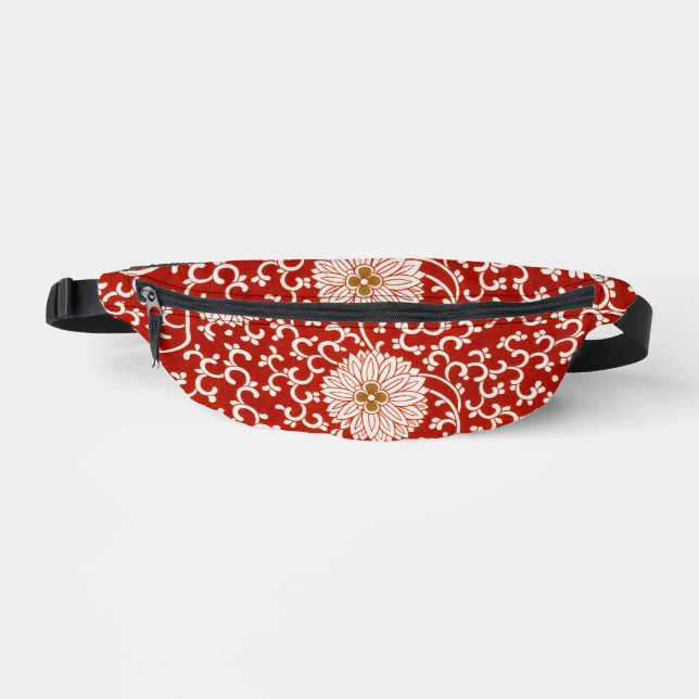 Riñoneras Rojo Floral Vibrante Ornate Patrón Clásico (Anverso)