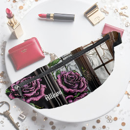 Riñoneras Rosas púrpuras a la ventana - estilo gótico