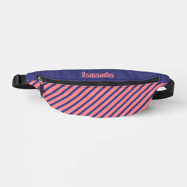 Riñoneras Sencilla modernidad Midnight Blue Light Coral Stri (Anverso)