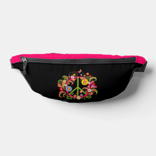 Riñoneras Signo de paz floral en negro