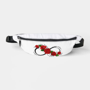 Riñoneras Símbolo infinito con rosas rojas