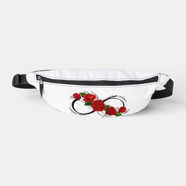 Riñoneras Símbolo infinito con rosas rojas (Anverso)
