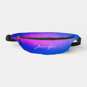 Riñoneras Simple Moderno Rosa Azul Morado Con Nombre En Letr