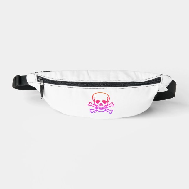 Riñoneras Skull n Bones neon white fanny pack (Anverso)