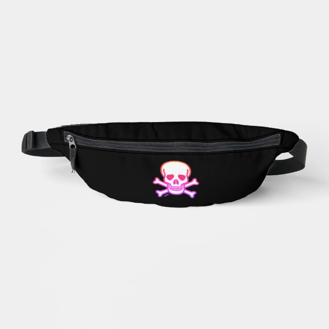Riñoneras Skull n Bones white neon black fanny pack (Anverso)