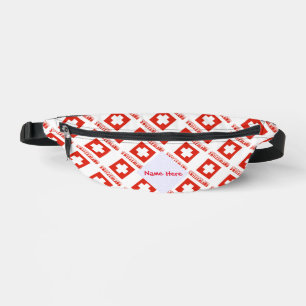 Riñoneras Suiza Bandera Suiza Baldosas Rojo Personalización