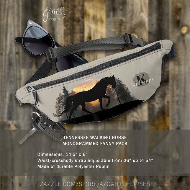 Riñoneras Tennessee Walking Horse Silhouette Sunset Forest (Tennessee Walking Horse Silhouette Sunset Forest Custom Monogrammed Fanny Pack)