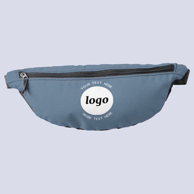 Riñoneras Texto de logotipo redondo Empresa promocional Gris (Custom logo with text business promotional dusty blue fanny pack bag)
