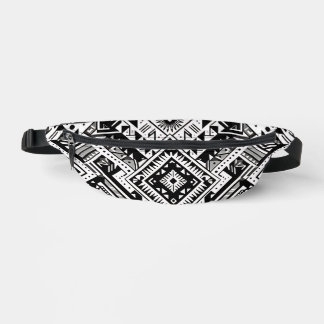 Riñoneras Tribal monocromo- negrita simetría en negro