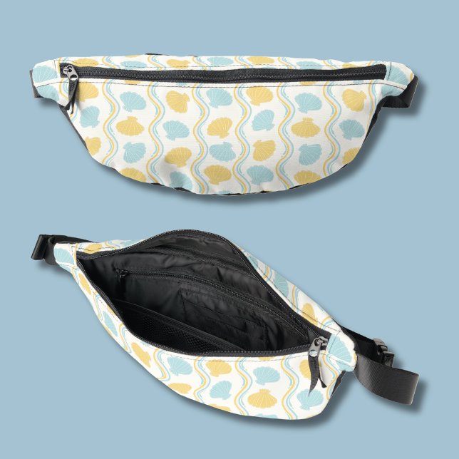Riñoneras Verano de concha y olas de playa (Seashells and ocean waves fanny pack)