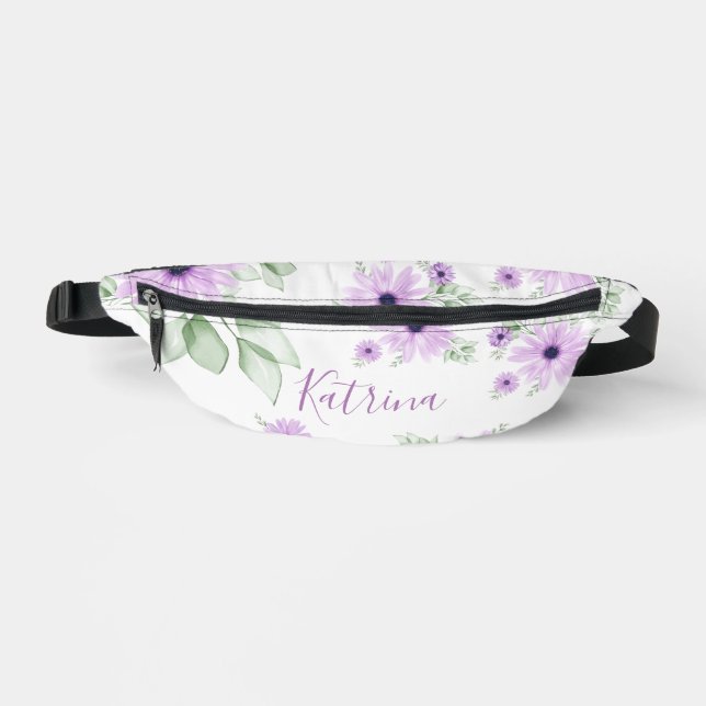 Riñoneras Verde violeta personalizado, flores acuáticas (Anverso)