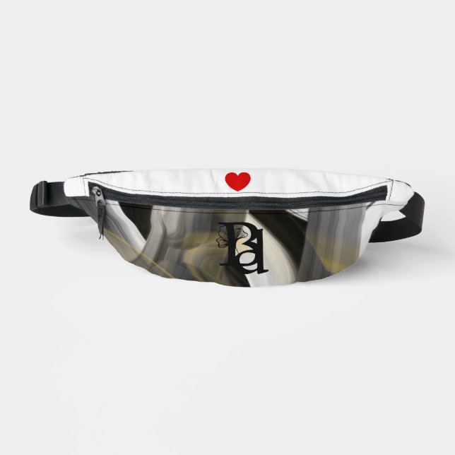 Riñoneras White Fanny Pack Trend Resumen Art Black Gold (Anverso)