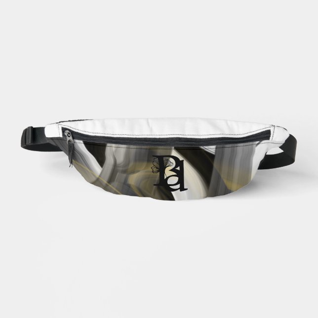 Riñoneras White Fanny Pack Trend Resumen Art Black Gold (Anverso)