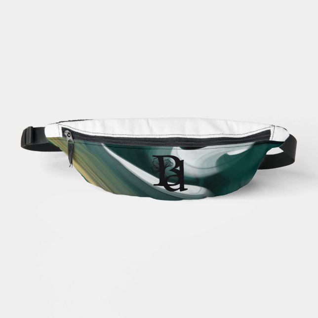 Riñoneras White Fanny Pack Trend Resumen Art Black Green (Anverso)