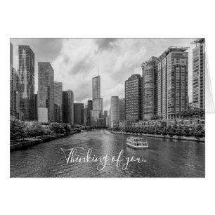 Río Chicago Y Escala De Grises De La Torre Trump