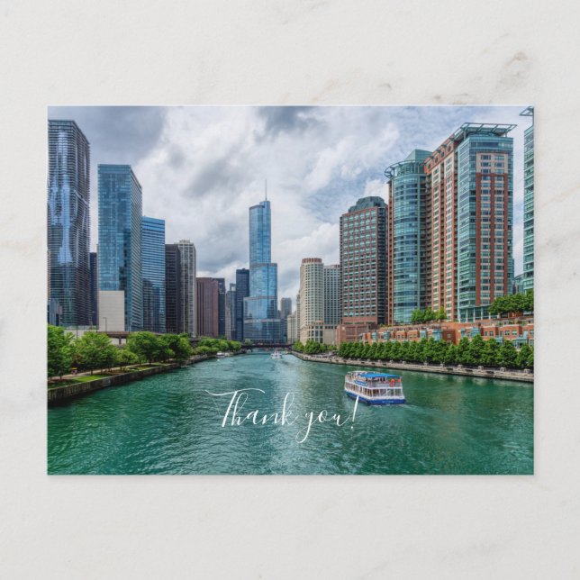 Río Chicago y Torre Trump Tarjeta postal de agrade (Anverso)
