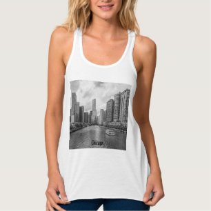Río Chicago Y Trump Tower Grayscale Tank Top