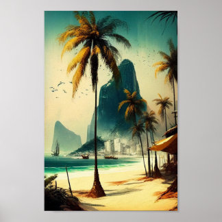 Río de Janeiro, Poster de Arte Pared de Palmeras