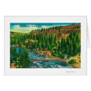 Río de Spokane y puente del pie de la suspensión