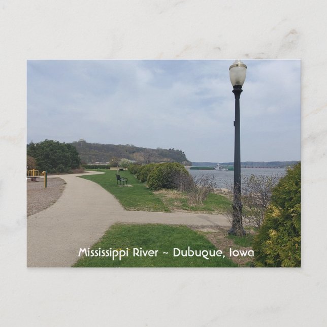 Río Mississippi, Dubuque, tarjeta postal fotográfi (Anverso)