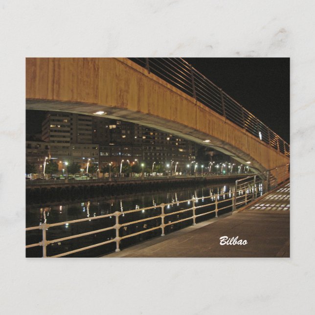 Río Nervión en la postal de Bilbao (Anverso)
