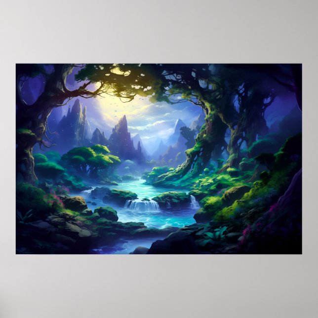 Río pacífico bajo la luz de la luna - arte fantasm (Frente)