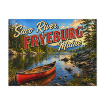Río Saco Fryeburg Maine Tarjeta Postal Nostálgica