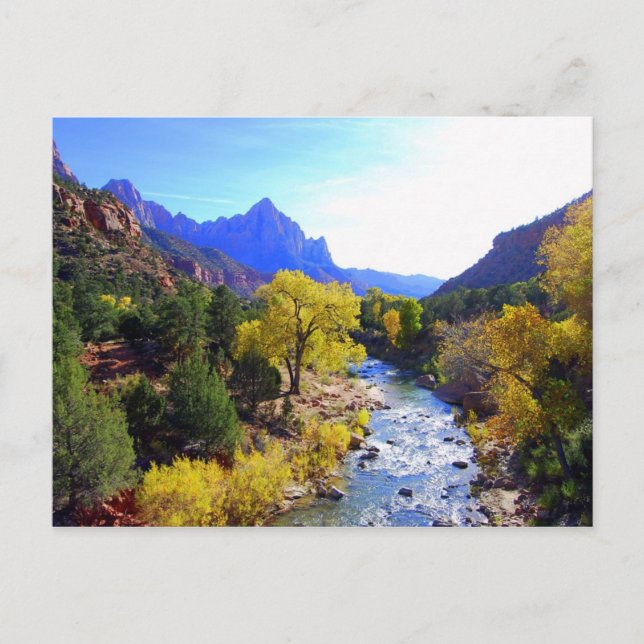 Río Vírgenes, Sión, Utah, postal (Anverso)