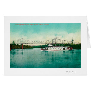 Río Willamette y puente de acero en Albany