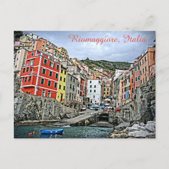 Riomaggiore, Italia - la postal de Cinque Terre (Anverso)