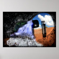 Ríos en el desierto (Poster de arte de la guitarra